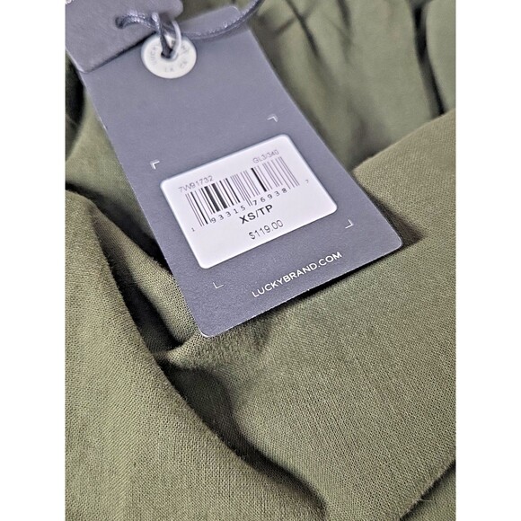 NEW LUCKY BRAND LINEN BLEND BROWN WIDE LEG TIE BACK CAPRI CROPPED JUMPSUIT XS - Picture 5 of 14